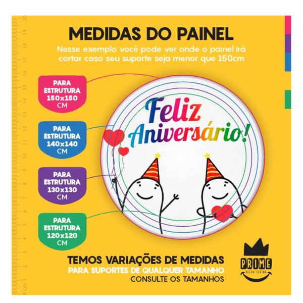 Trio Capa Cilindro + Painel Redondo 3D  Feliz Aniversário 1,50m Veste Fácil - Image 4
