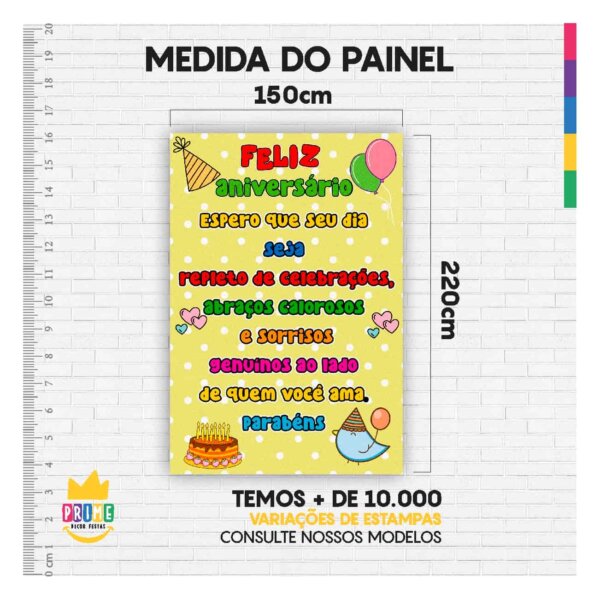 Painel de Festa Retangular Feliz Aniversário Casadinho 3D 1,50m x 2,20 - Image 4