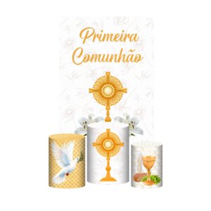 Kit Casado Primeira Eucaristia 3d Trio Capa Cilindro + Retangular Tecido