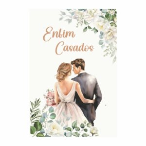 Painel de Festa Retangular Casamento Casadinho 3D 1,50m x 2,20