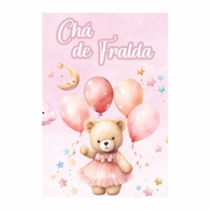 Painel de Festa Retangular Chá de Fralda Casadinho 3D 1,50m x 2,20
