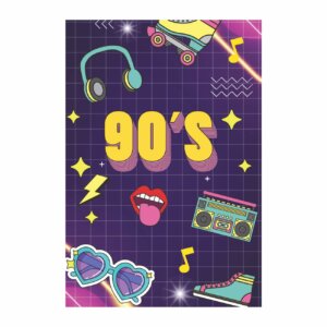 Painel de Festa Retangular Anos 90 Casadinho 3D 1,50m x 2,20