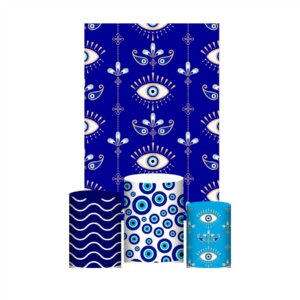 Kit Casado Olho Grego 3d Trio Capa Cilindro + Retangular Tecido