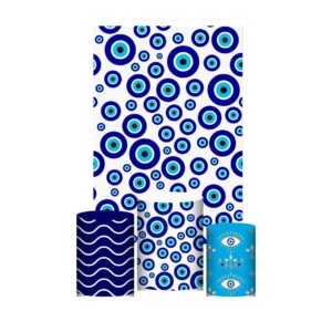 Kit Casado Olho Grego 3d Trio Capa Cilindro + Retangular Tecido