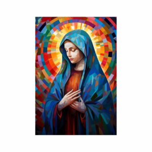 Painel Nossa Senhora Vitral Para Quadro Somente Tecido 1,00m x 1,50m