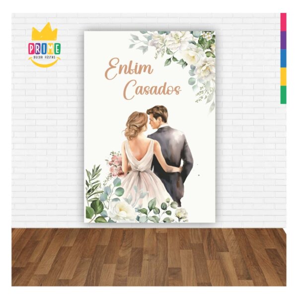 Painel de Festa Retangular Casamento Casadinho 3D 1,50m x 2,20 - Image 2