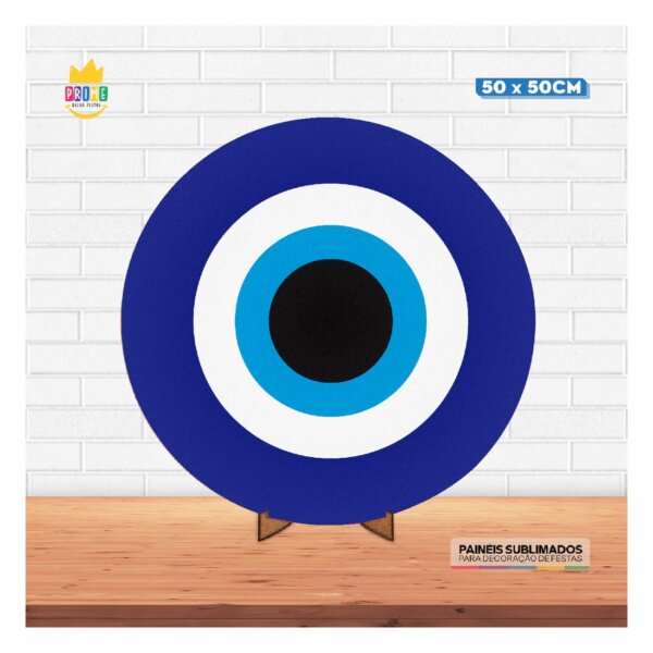 Painel Redondo 3D Olho Grego 50cm Com Suporte MDF - Image 2