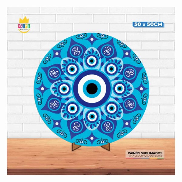 Painel Redondo 3D Olho Grego 50cm Com Suporte MDF - Image 2