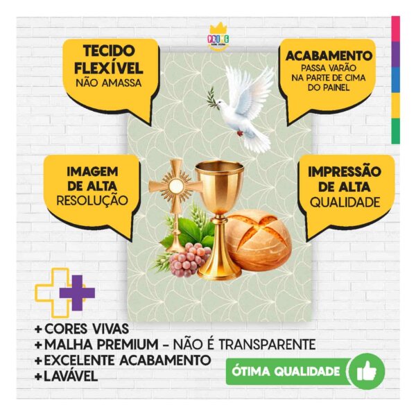 Kit Primeira Eucaristia Painel Redondo + Trio Capas + Retangular Tecido - Image 4