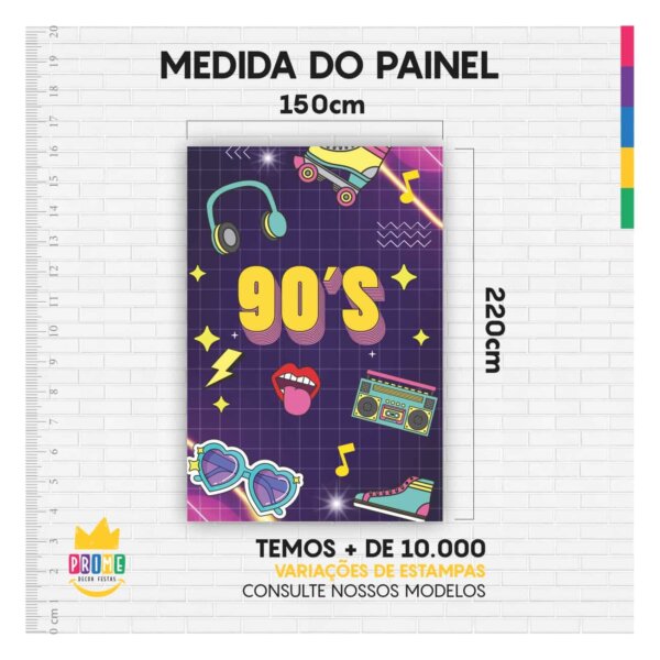Painel de Festa Retangular Anos 90 Casadinho 3D 1,50m x 2,20 - Image 4