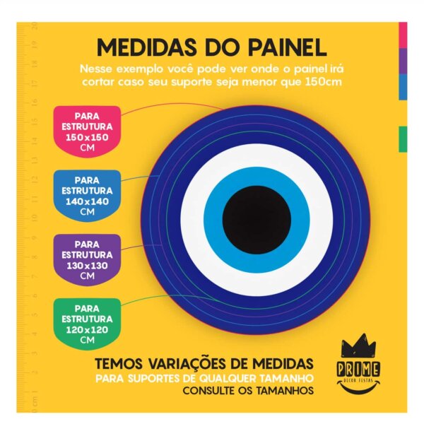 Trio Capa Cilindro + Painel Redondo 3D Olho Grego 1,50m Veste Fácil - Image 4