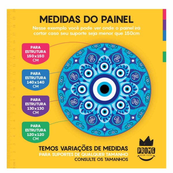 Trio Capa Cilindro + Painel Redondo 3D Olho Grego 1,50m Veste Fácil - Image 4