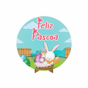 Painel Redondo 3D Páscoa 50cm Com Suporte MDF