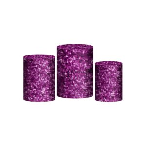 Trio Capa Cilindro Lantejoula Roxo 3D Em Tecido Com Elástico