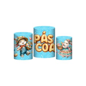 Trio Capa Cilindro Páscoa 3D Em Tecido Com Elástico