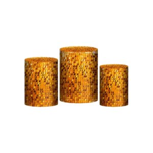Trio Capa Cilindro Shimmer Wall Gold 3D Em Tecido Com Elástico