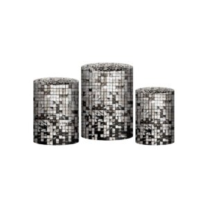 Trio Capa Cilindro Shimmer Wall Prata 3D Em Tecido Com Elástico