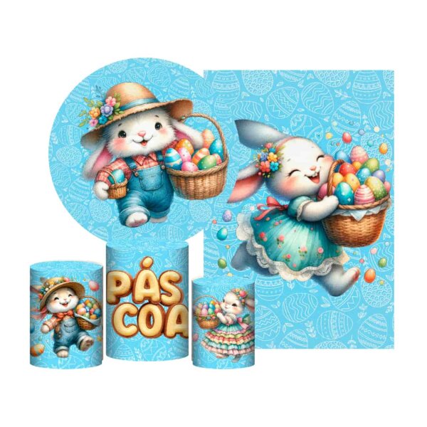 Kit Páscoa Painel Redondo + Trio Capas + Retangular Tecido
