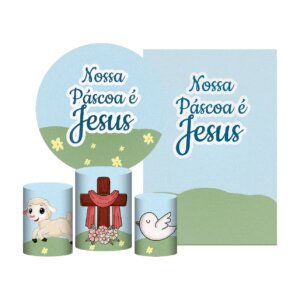 Kit Páscoa Painel Redondo + Trio Capas + Retangular Tecido