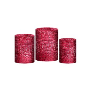 Trio Capa Cilindro Shimmer Wall Rosa 3D Em Tecido Com Elástico