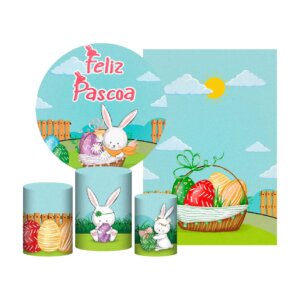 Kit Páscoa Painel Redondo + Trio Capas + Retangular Tecido