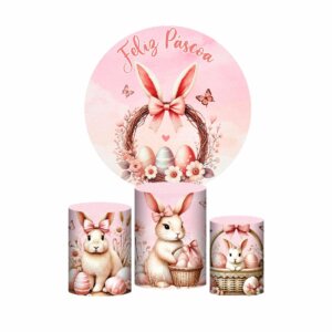 Trio Capa Cilindro + Painel Redondo 3D Páscoa 1,50m Veste Fácil