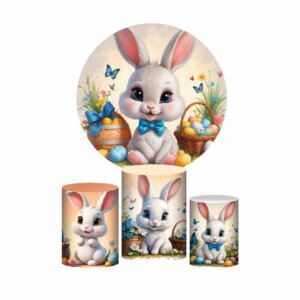 Trio Capa Cilindro + Painel Redondo 3D Páscoa 1,50m Veste Fácil