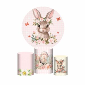 Trio Capa Cilindro + Painel Redondo 3D Páscoa 1,50m Veste Fácil