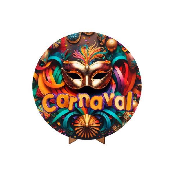 Painel Redondo 3D Carnaval 50cm Com Suporte MDF