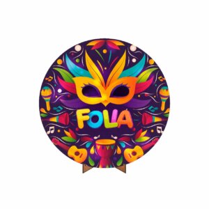 Painel Redondo 3D Carnaval 50cm Com Suporte MDF