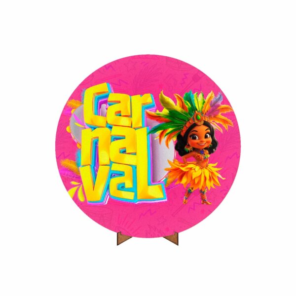 Painel Redondo 3D Carnaval 50cm Com Suporte MDF