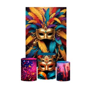 Kit Casado Carnaval 3d Trio Capa Cilindro + Retangular Tecido