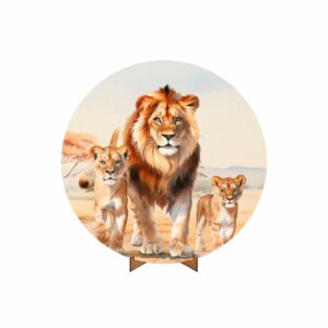 Painel Redondo 3D Safari 50cm Com Suporte MDF