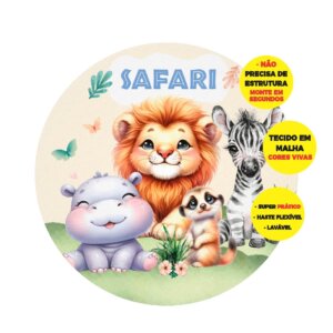 Painel Redondo 3D Safari Abre Fácil 1,50m X 1,50m