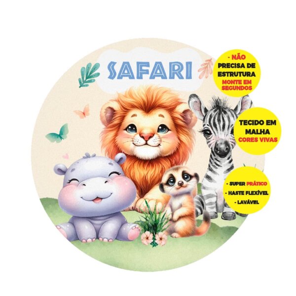 Painel Redondo 3D Safari Abre Fácil 1,50m X 1,50m