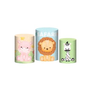Trio Capa Cilindro Safari Cute 3D Em Tecido Com Elástico
