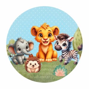 Painel Redondo Safari 3D Tecido Sublimado 1,50m x 1,50m