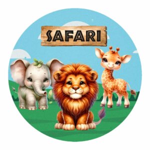Painel Redondo Safari 3D Tecido Sublimado 1,50m x 1,50m