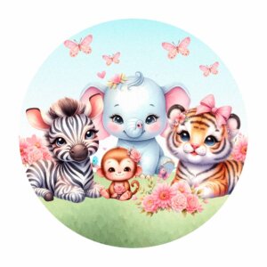 Painel Redondo Safari 3D Tecido Sublimado 1,50m x 1,50m