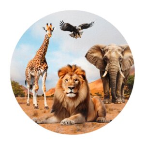 Painel Redondo Safari 3D Tecido Sublimado 1,50m x 1,50m
