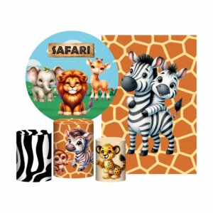 Kit Safari Painel Redondo + Trio Capas + Retangular Tecido