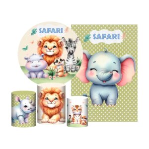 Kit Safari Painel Redondo + Trio Capas + Retangular Tecido