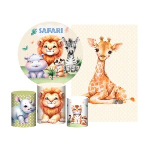 Kit Safari Painel Redondo + Trio Capas + Retangular Tecido