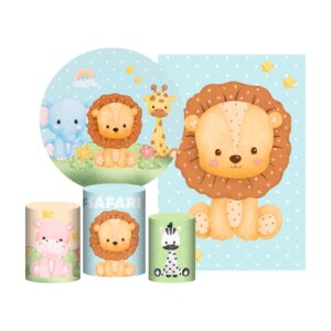 Kit Safari Painel Redondo + Trio Capas + Retangular Tecido