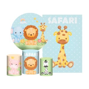 Kit Safari Painel Redondo + Trio Capas + Retangular Tecido