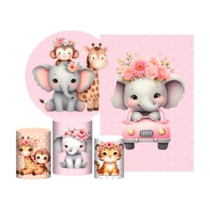 Kit Safari Painel Redondo + Trio Capas + Retangular Tecido