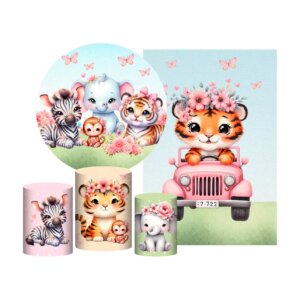 Kit Safari Painel Redondo + Trio Capas + Retangular Tecido