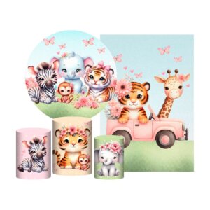 Kit Safari Painel Redondo + Trio Capas + Retangular Tecido