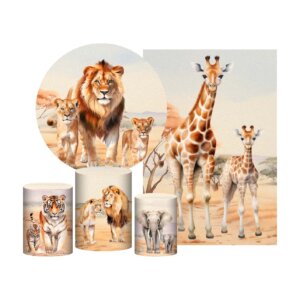 Kit Safari Painel Redondo + Trio Capas + Retangular Tecido