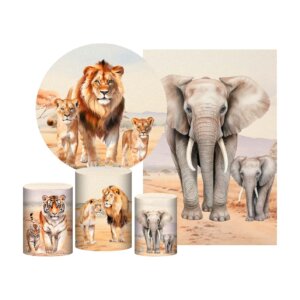 Kit Safari Painel Redondo + Trio Capas + Retangular Tecido